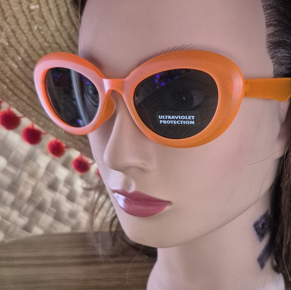 Orange Oval Cat Eye Sunglasses